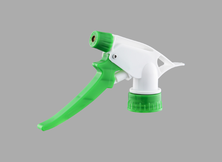 KR-1301 도매 독특한 견고한 평판 플라스틱 늑골이있는 클로저 핸드 컬러 트리거 분무기