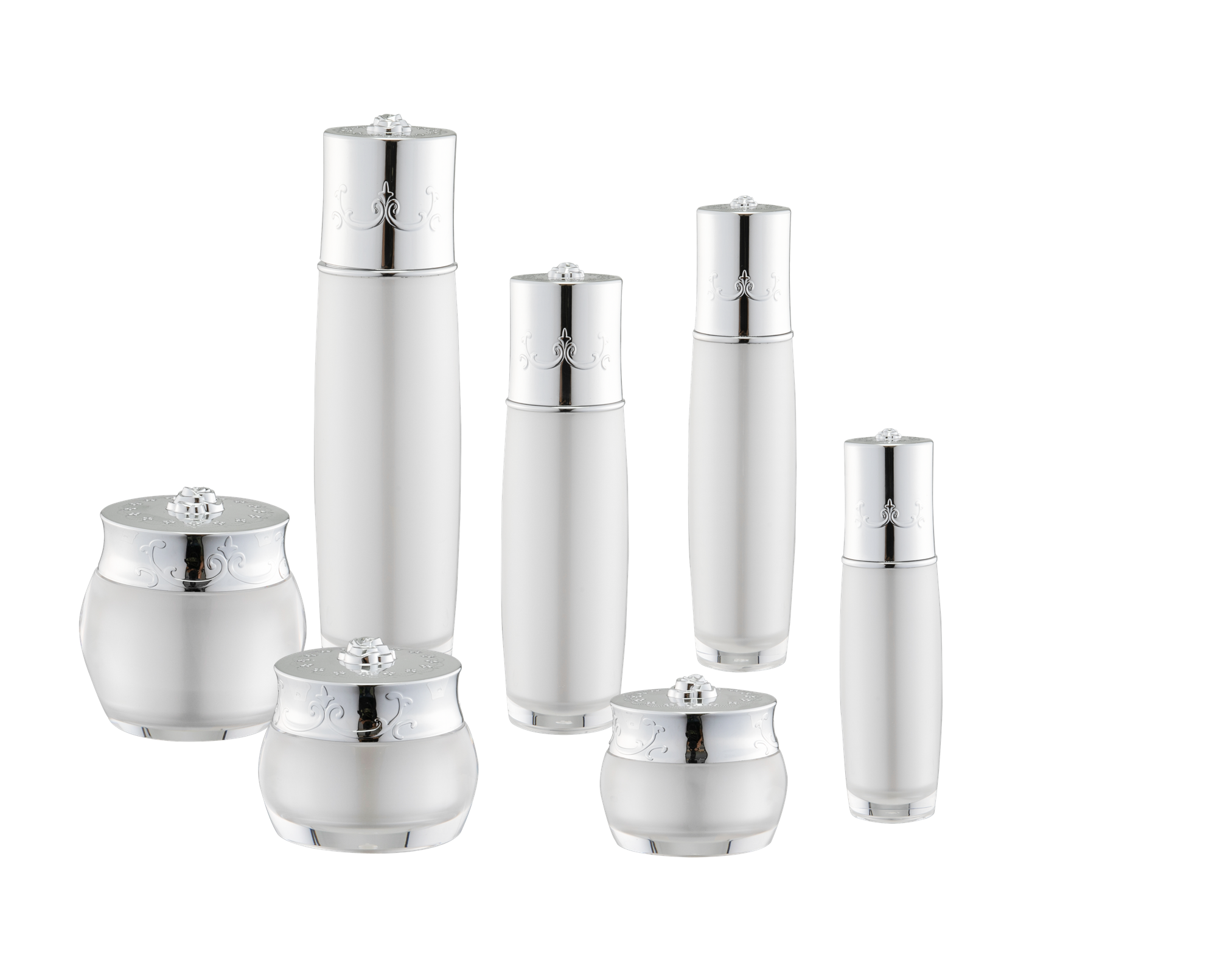 KR-4002 화장품 용 아크릴 병 및 항아리 스킨 케어 아크릴 크림 용기 포장 병 세트